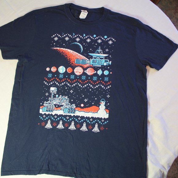 Lootcrate xmas space shirt large dark blue - Picture 2 of 4